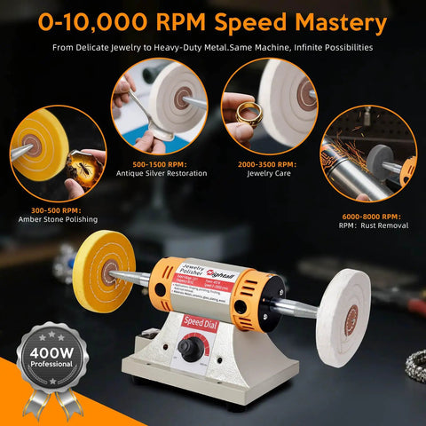 All In One Jewelry Polishing Kit For Bench Grinder with RPM speed range and polishing applications