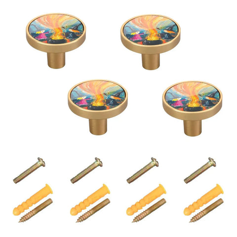 4 Pack Witchy Potions Cauldron Cabinet Knobs And Drawer Pulls Vintage Open Fire Theme 32mm Zinc Alloy Hardware Durable Rust Resistant Easy To Install For Doors And Drawers