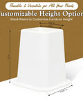 No Sweat Heavy Duty 6 Inch Bed Risers Set Of 4 White Stackable Furniture Boosters showing customizable height options and dimensions.