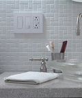 Set It And Forget It Countdown Timer Switch For Fans And Lights, 3A 150W LED Ready installed in a bathroom wall