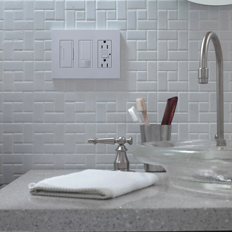 Set It And Forget It Countdown Timer Switch For Fans And Lights, 3A 150W LED Ready installed in a bathroom wall