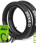 Two Pack 26x4 fat tire bike inner tubes with 32mm Schrader valve and two tire levers for 26x3.5 to 4.0 fat tires
