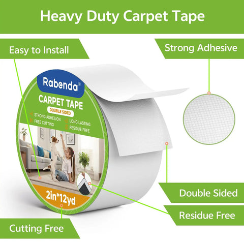 Double Sided Carpet Tape For Rug Security And Easy Removal Keeps Rugs In Place And Grips Hard Floors Without Residue 2 Inch By 12 Yard