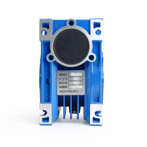 CNCTOPBAOS NMRV040 worm gear reducer, blue metal gearbox with 20:1 ratio (RV40)