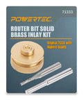 POWERTEC router brass inlay kit with bushing guide set and 1/8 in carbide bit for 1/4 in templates