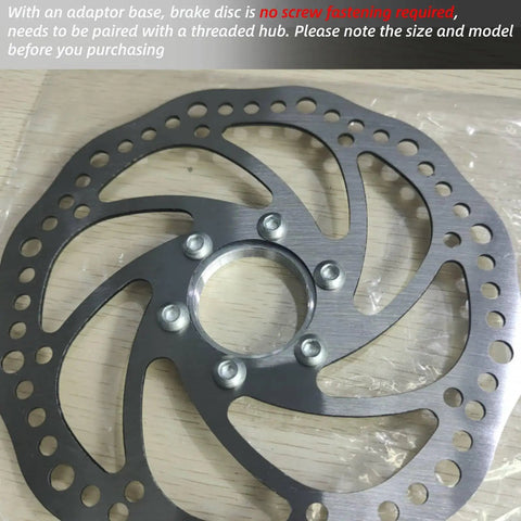 Close-up of 160mm Stainless Steel Bicycle Disc Brake Rotor For Mountain Bikes With Six Bolt Mount Flange Adapter Kit Threaded Hubs