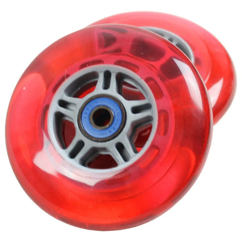 100Mm Scooter Wheels Pair With ABEC 7 Bearings For Razor And Most Scooters, Red, 88A Urethane High Rebound, Durable Replacement