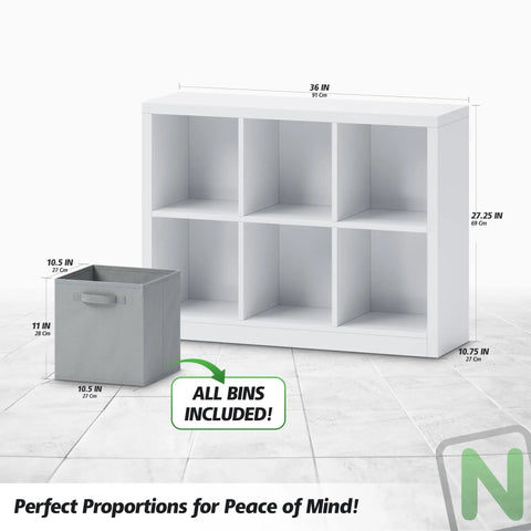 Six Cube Storage Organizer Set With Fabric Bins For Clothes Toys And More, space-saving cube shelves for dorm rooms