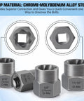 Chrome-molybdenum steel sockets from 21 Piece Bolt Nut Extractor Set for Damaged Lug Nuts and Rounded Off Bolts Three Eighths Inch