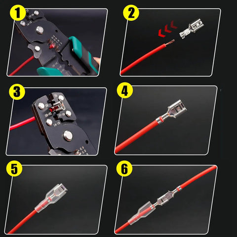 360 Piece Quick Splice Wire Spade Connector Kit 2.8mm 4.8mm 6.3mm Male and Female Crimp Terminals With Insulating Sleeves installation steps