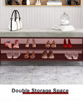 Industrial Shoe Bench With Three Tier Rack And Boot Storage Entryway Organizer With Mesh Shelves Space Saving Shoe Cabinet