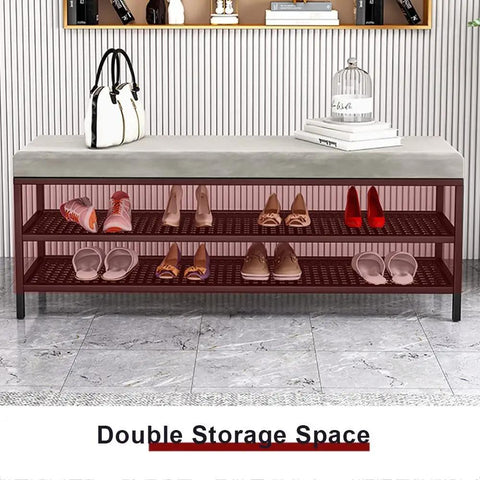 Industrial Shoe Bench With Three Tier Rack And Boot Storage Entryway Organizer With Mesh Shelves Space Saving Shoe Cabinet