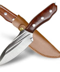 Pocket Fixed Blade Knife With Wood Handle And Leather Sheath For Camping And Outdoor Adventures EDC Survival And Hunting