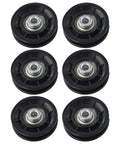 Beefy 6 Pack Nylon Bearing Pulleys For Gym Equipment And Cable Machines, Smooth Silent Replacement Rollers For Home Fitness And Garage Door, Black 70mm Diameter, six black pulleys