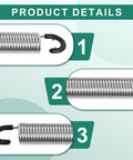 No Sweat Five Inch Recliner Spring Replacement Mechanism Featuring Tough As Nails Tension Steel Extension Springs For Quick Sofa Repair And Chair Bed Fixes Two Pack detailed views of each spring.