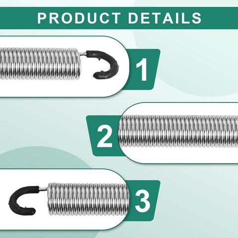 No Sweat Five Inch Recliner Spring Replacement Mechanism Featuring Tough As Nails Tension Steel Extension Springs For Quick Sofa Repair And Chair Bed Fixes Two Pack detailed views of each spring.