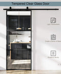 36 By 84 Inch Metal And Glass Sliding Barn Door With Hardware Kit Soft Close Included Ships In Three Pieces For Easy Assembly
