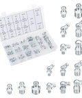 Metric Grease Fittings Kit With Sizes 1 Quarter Inch And 1 Eighth Inch And M6 M8 M10 Zerk Assortment Straight 45 Degree And 90 Degree Heads
