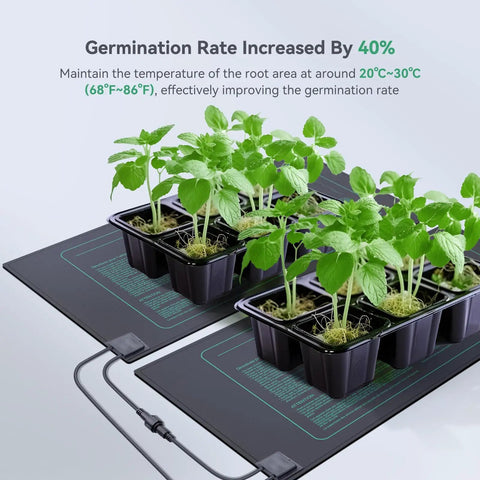 4 Pack Daisy Chain Seedling Heat Mats For Indoor Plants, Greenhouses, Germination And Hydroponics, Waterproof Durable Mats That Link Together For Uniform Heat Across Multiple Seed Flats, Plug And Play Setup For Easy Use