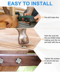 Step-by-step installation of 20 Pack 3/8 Inch Thread Stainless Steel Tee Nuts with Killer Grip and Heavy Duty Build for Wood.