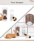 Top Tier Automatic Rabbit Water Dispenser And Food Feeder Combo Large Capacity Grey Bunny Station with bunny and guinea pig.