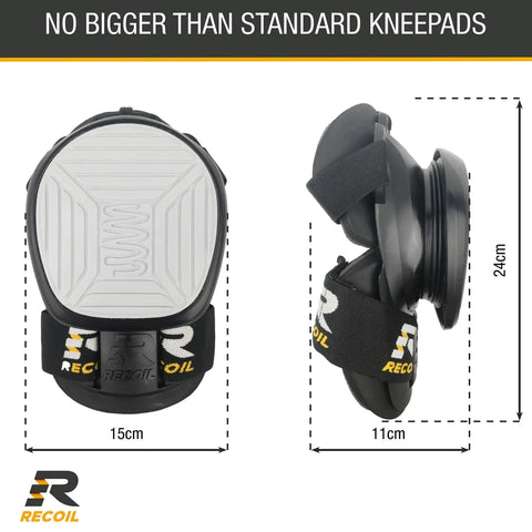 Black and grey Spring Loaded Heavy Duty Knee Pads for Work Construction and Carpentry with 6 Spring Suspension System.