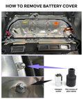 How to remove battery cover showing Tesla Model 3 Y S X battery pack with hexagon socket tools for Shop Grade Pyrotechnic Battery Disconnect Fuse With Pro Removal Tools No Sweat Direct Swap For Tesla Model 3 Y And S X High Voltage Safety Switch Upgrade.