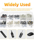 250 Pcs 10-Value Micro Momentary Tactile Push Button Switch Kit for Breadboard and PCB Projects in storage box.
