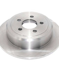 Front view of Rear Solid Brake Rotor With Forged Flange And Induction Hardened Raceways For Smooth Vibration Free Stops ABS Signaling Ready