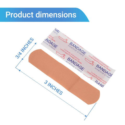 Heavy Duty Waterproof Adhesive Bandages Three Quarter By Three Inch Bulk Pack Of One Thousand Plastic PE Strip dimensions