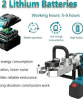 Heavy Duty Cordless Electric Rebar Threader With Brushless Motor, featuring 2 lithium batteries for stable operation and low energy consumption.