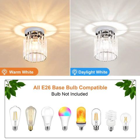 2 Pack Mini Semi Flush Mount Ceiling Lights With Clear Shade showing warm and daylight white illumination options