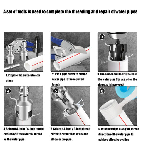 Heavy Duty Hexagonal Water Pipe Inner Hole Opener And Threader Tool For Electric Drill Repairs Fixing Leaks used with various tools for plumbing repairs.