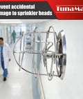 Rock Solid Six Pack 1/2 Inch Fire Sprinkler Head Guard And Cage Protector Cover mounted on wall in hospital corridor.