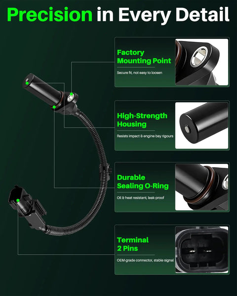 Engine Crankshaft Position Sensor Works With Hyundai Elantra Elantra Coupe Elantra GT Tucson Veloster And Kia Rio Soul Forte Forte Koup 2010 Through 2016 2012 Through 2015 2014 Through 2016 Replaces 39180 2B000 black 2-pin sensor with wiring harness