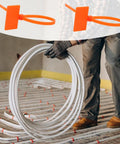 Quick Fix 50 Pack Orange Marker Cable Ties With Blank Labels For Straight Up Wire Grouping, slick cord organization in use.