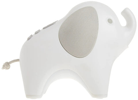 Elephant-shaped baby soother night light with moonlight melodies, music plug-in, dimmable warm glow, for crib time soothing.
