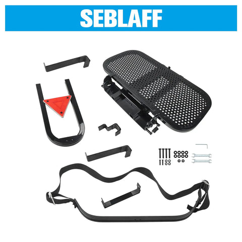 Universal Golf Cart Rear Seat Bag Rack Kit With Foldable Design For Club Car components laid out on white background.