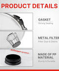 Product details of Dust Collector For 5 Gallon Buckets With 2.5 Inch Hose, Elbow Fittings And Metal Filter Included, showing gasket, filter, PP material