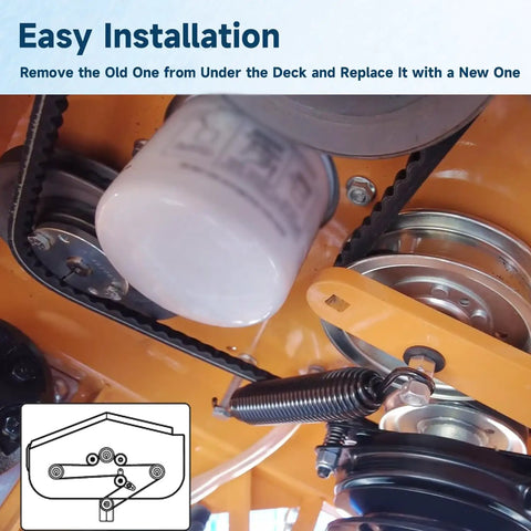 Easy installation of Heavy Duty Cogged Drive Belt For Scag Turf Tiger 52 And 61 Inch Decks Replacement Belt Five Eighth By Forty Three