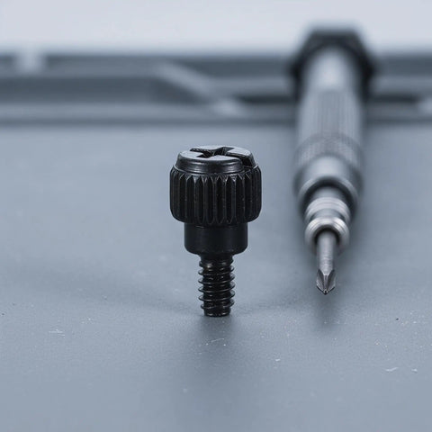 Heavy Duty Black M3.5 6-32 Computer Thumb Screws 100 Pcs Carbon Steel Case Fasteners Perfect For Side Panel Assembly And PC Build Projects That Need Solid Reliable Grip Every Single Time. Black M3.5 thumb screw with Phillips driver for PC case panels