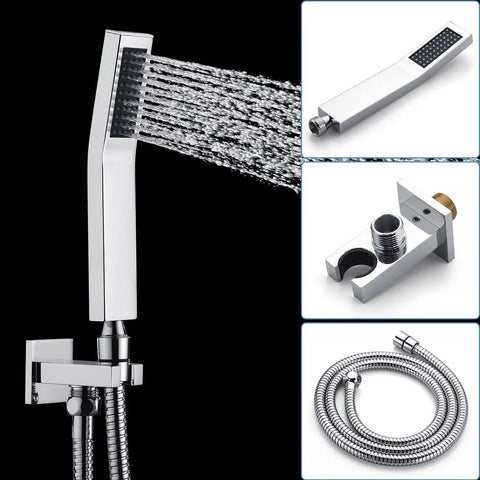 All In One Square Shower System With 10 Inch Rain Shower Head And Handheld Shower Polished Chrome Valve Trim Kit parts