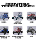 Image showing compatible vehicle models for All Terrain Hydraulic Brake Master Cylinder For 90cc 110cc 125cc 150cc 200cc 250cc Go Karts Buggies And ATVs That Fits Roketa Kazuma Kinroad Kandi Sunl BMS And More.