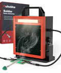 Pro-Grade Solder Fume Extractor With LED Light And Two Helping Hands in use absorbing smoke from circuit board