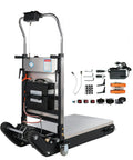 Boss Level Electric Stair Climbing Dolly With 1200W Motor And 880 Lbs Capacity Tank Track Hand Truck with removable battery and accessories.