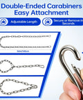 Heavy Duty Two Pack Stainless Steel Gate Chain Lock Built Tough As Nails With Rust Resistant Carabiners for easy attachment.