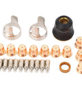 Fabater 24 Piece Plasma Cutting Torch Tip Kit with brass nozzles, electrodes, and swirl rings for PT-60 PTM-60 IPT-40 cutters.