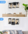 3 Light Farmhouse Vanity Light With Metal Cage In Black Anti Rust Wall Lamp for Bathroom Mirror Cabinet Kitchen Living Room