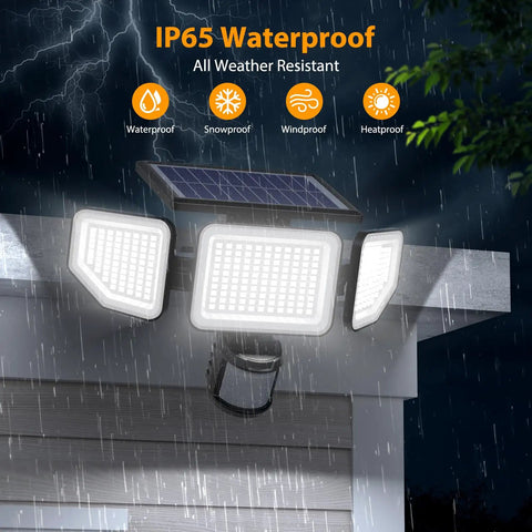 High Power Three Head Outdoor Solar Lights With Remote And Motion Sensor IP65 Weatherproof Flood Lamps For Driveway And Yard Full Blast Brightness To Light Up The Block Rock Solid Build 2 Pack Option