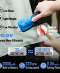 Kickass Cordless Electric Scissors With Glow Led Light Rechargeable Rotary Box Cutter For Thick Cardboard Fabric Fast Snip Zero Hassle Operation Solid Pick For Moving Supplies Craft Room Fix Ups Or Garage Projects That Take Shape Quick, being used to cut fabric.